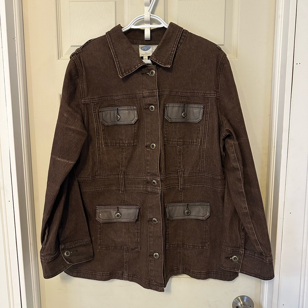Chocolate Brown Vintage Utility Jacket with Flap Pockets